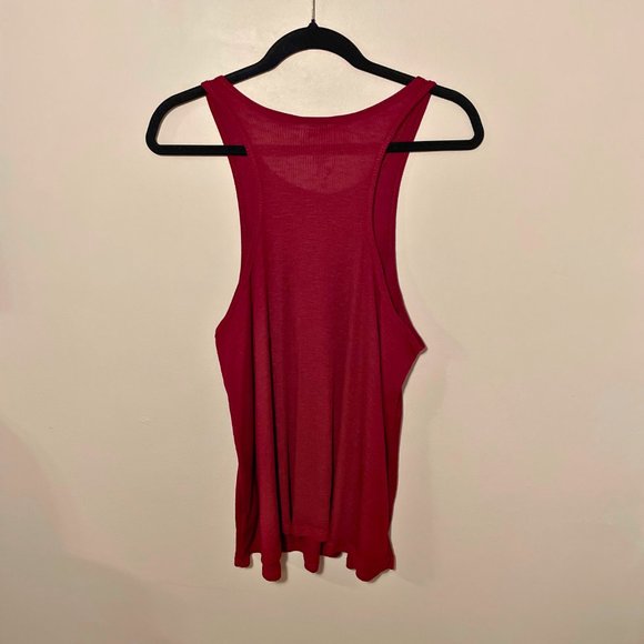Free People • Red Maroon Flowy Racerback Tank Top Size L - Picture 3 of 5